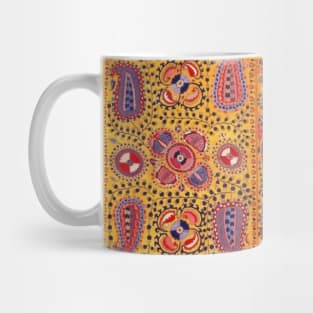 19th Century Yellow Ground Uzbekistan Suzani Mug